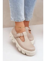 Kožené Polobotky S Přezkou Zazoo 20183 Béžové