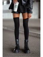 Dámské bavlněné hladké černé podkolenky
