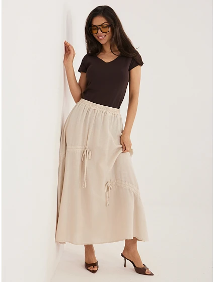 Spódnica IT SD model 22076735 beżowy - FPrice Spódnica IT SD model 22076735 beżowy - FPrice