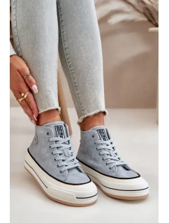 Zateplené Dámské Tenisky Na Platformě Eko Kůže Big Star Modré