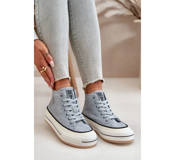 Zateplené Dámské Tenisky Na Platformě Eko Kůže Big Star Modré Zateplené Dámské Tenisky Na Platformě Eko Kůže Big Star Modré