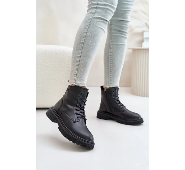 Zateplené Kotníkové Boty Workery Dámské Big Star Černé Zateplené Kotníkové Boty Workery Dámské Big Star Černé