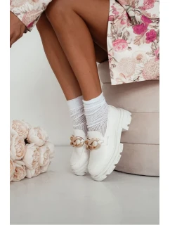 Dámské Ažurové Ponožky CC Bílé