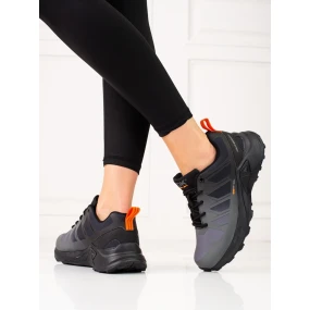 Pěkné  trekingové boty dámské šedo-stříbrné bez podpatku