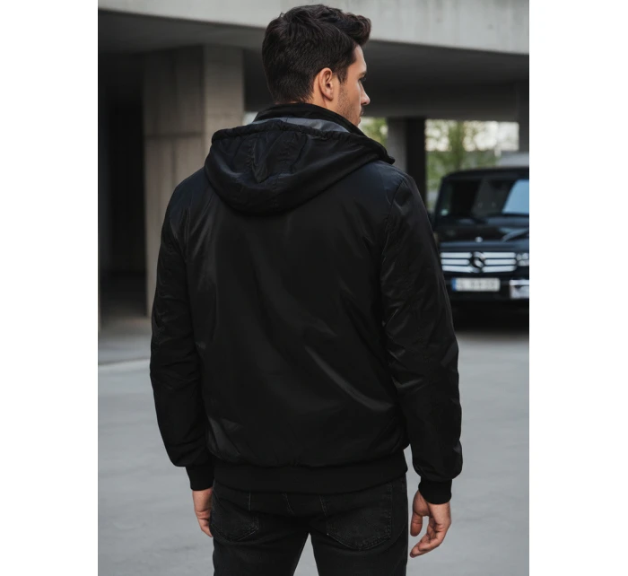 Pánská oboustranná bunda s kapucí černá FashionStreet TX4951