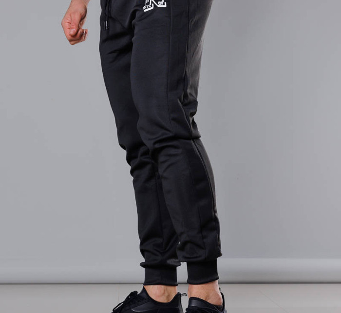 Černé pánské teplákové kalhoty s potiskem (8K178-3)