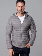 Pánská prošívaná bunda s kapucí šedá (HM112-3)