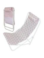 SKLÁDACÍ PLÁŽOVÉ LEHÁTKO S OPĚRKOU HLAVY MODRÉ A ORANŽOVÉ