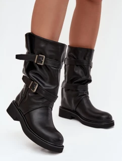dámské kozačky do s pásky a Černé model 21711793 - Boto