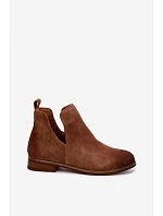 Kožené semišové kotníkové boty model 22366571 světle hnědé - VINCEZA Kožené semišové kotníkové boty model 22366571 světle hnědé - VINCEZA