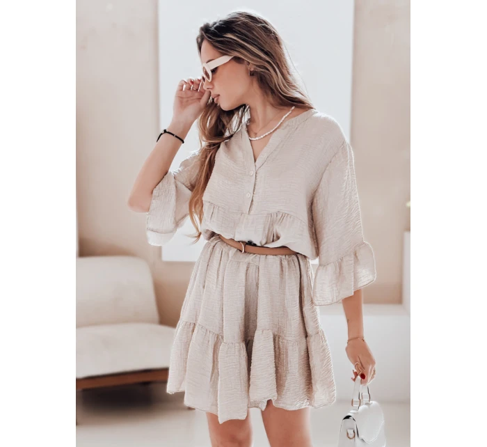 Letní mušelínové šaty LYVONNE light beige FashionStreet EY2615