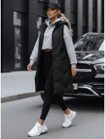 Dámská dlouhá prošívaná vesta černá FashionStreet TY5269