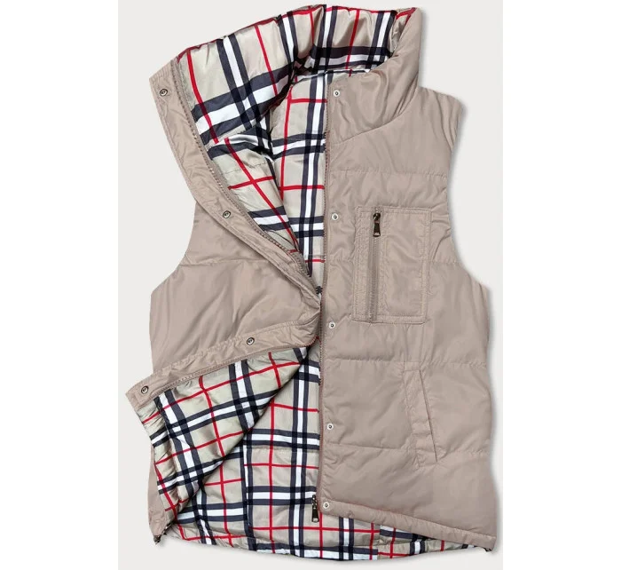 Oboustranná béžová dámská vesta model 18471338 - Miss TiTi