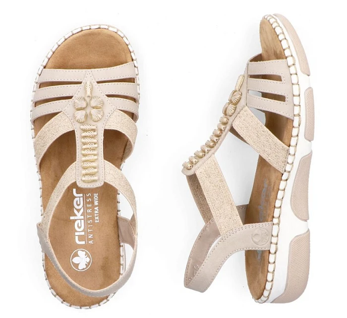 Dámské sandály na podpatku beige model 22116846 - Rieker