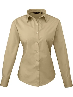 PR 300 Popelínová halenka s dlouhým rukávem model 22480000 khaki - Premier