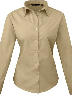 Premier PR 300 Popelínová halenka s dlouhým rukávem 39.0300 khaki