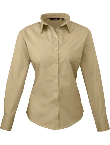 Premier PR 300 Popelínová halenka s dlouhým rukávem 39.0300 khaki Premier PR 300 Popelínová halenka s dlouhým rukávem 39.0300 khaki