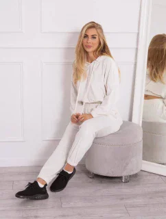 Velurová souprava s kapucí ecru