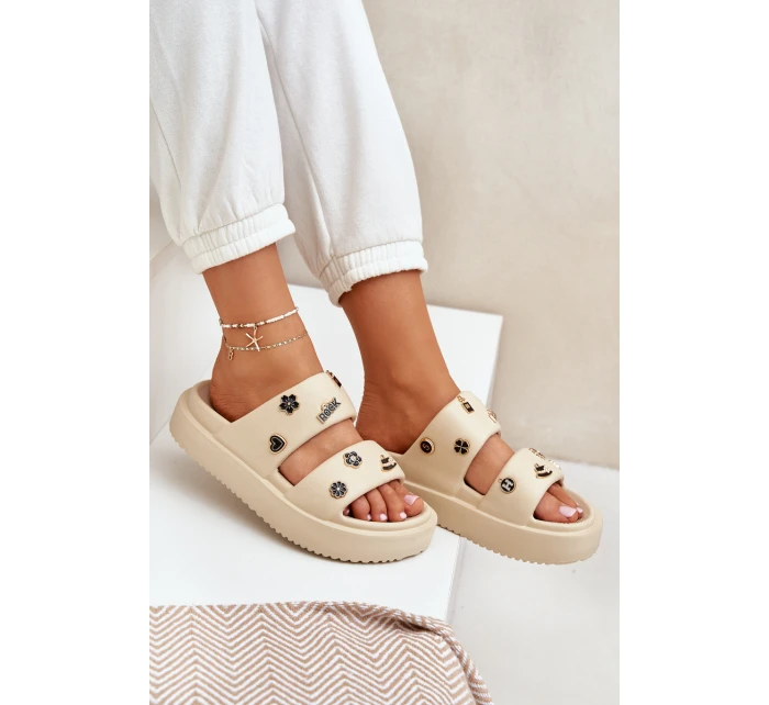 Dámské Pěnové Pantofle S Dekoracemi Béžové Ravanala Dámské Pěnové Pantofle S Dekoracemi Béžové Ravanala