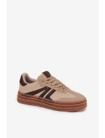 Sametové dámské tenisky na platformě Béžové model 21709523 - Boto Sametové dámské tenisky na platformě Béžové model 21709523 - Boto