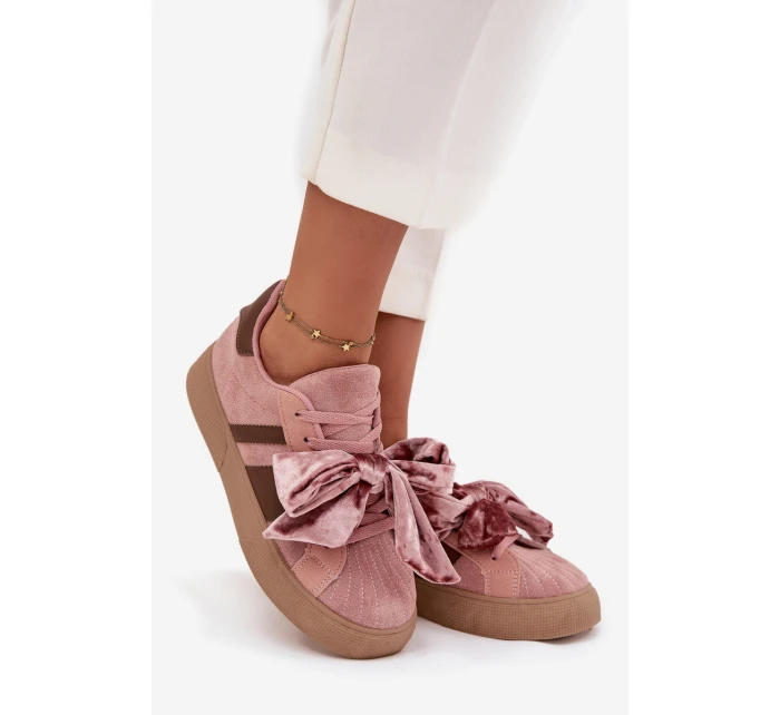 Dámské tenisky s mašlí růžové model 21710139 - Boto Dámské tenisky s mašlí růžové model 21710139 - Boto