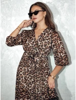 Dámské midi šaty v jedné velikosti s leopardím potiskem Dstreet model 21982074 - FashionStreet