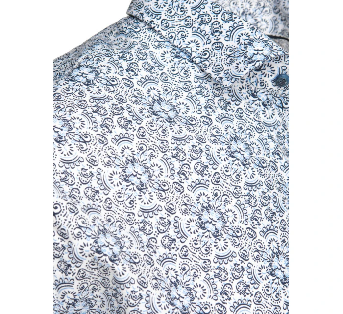 Pánská vzorovaná košile s krátkým rukávem modrá FashionStreet KX1054