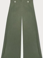 Elegantní široké dámské kalhoty khaki (33575)