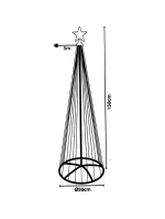 VÁNOČNÍ STROMEK DEKORATIVNÍ 154LED TEPLÁ BÍLÁ 150CM ČERNÁ