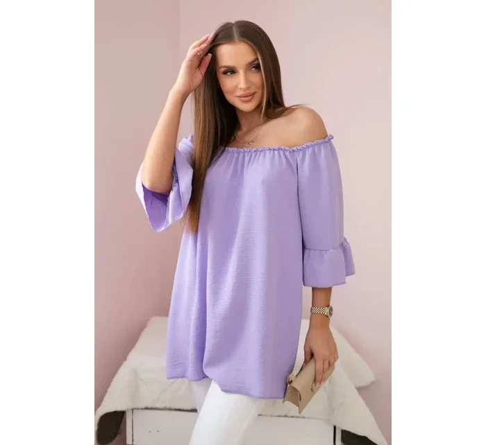 Španělská halenka s volánky na rukávu světle fialová Španělská halenka s volánky na rukávu světle fialová