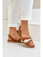 model 21684117 Dámské kožené sandály hnědé - Zazoo