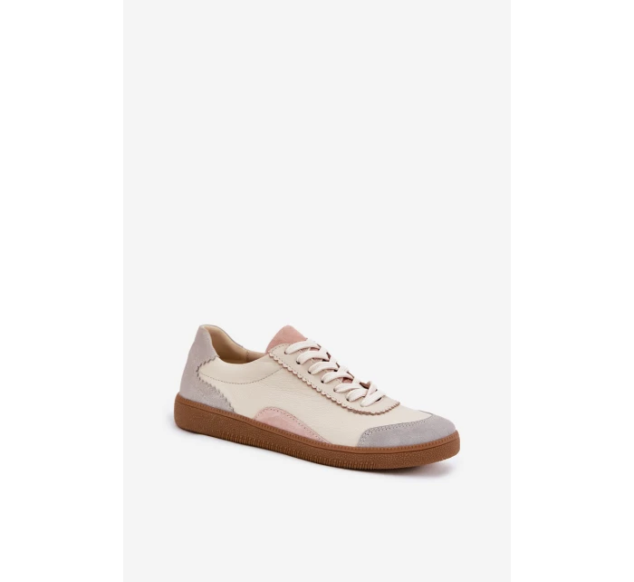 Dámské Kožené Tenisky Zazoo N1220 Béžové Dámské Kožené Tenisky Zazoo N1220 Béžové