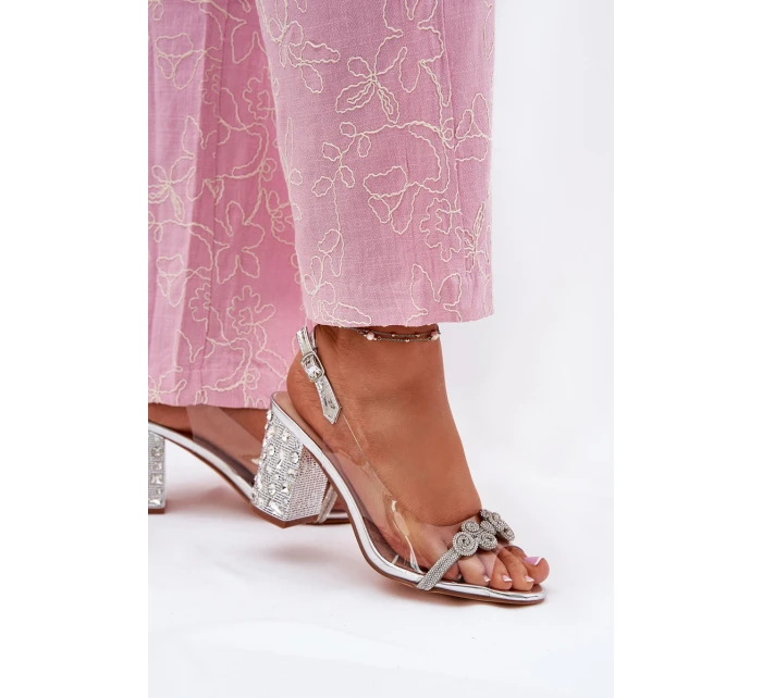 Průhledné Sandály Na Podpatku D&A MR51-705 Stříbrné
