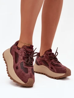 Kožené Sneakersy Na Platformě Dámské Big Star model 21705723 HIPOLY SYSTEM Bordové - Big Star Shoes