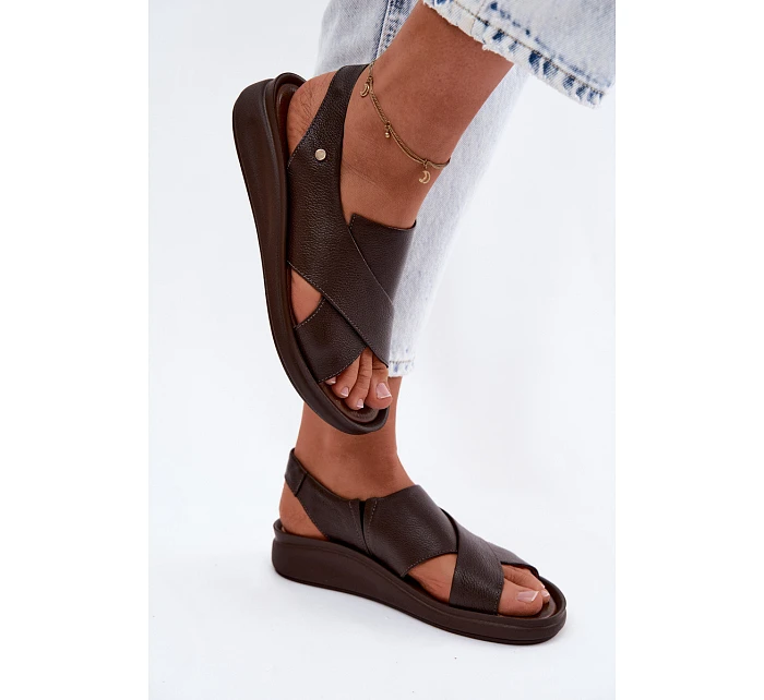 Zazoo 40392 Kožené dámské sandály čokoládové