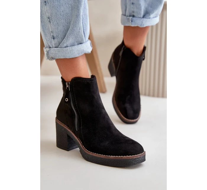 Zateplené Dámské Kotníkové Boty Na Podpatku Z Eko Semiše Černé Velarilla Zateplené Dámské Kotníkové Boty Na Podpatku Z Eko Semiše Černé Velarilla
