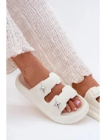 Dámské pěnové pantofle na platformě – ecru