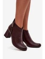 Dámské zateplené kotníkové botky z kůže na sloupku – bordó Ivessara Dámské zateplené kotníkové botky z kůže na sloupku – bordó Ivessara