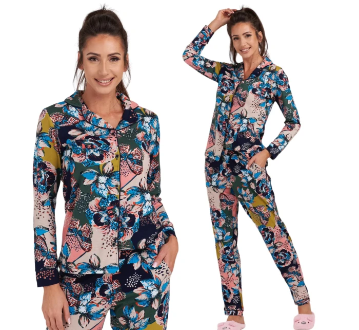 Dámské pyžamo 175/099 tm. modré s motýly - Karol