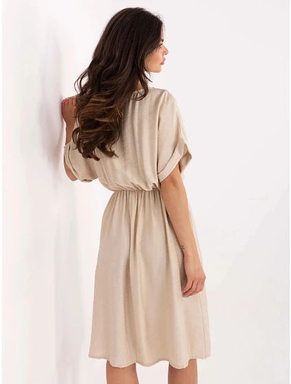 Dámské šaty model 22212381 béžové - FPrice Dámské šaty model 22212381 béžové - FPrice