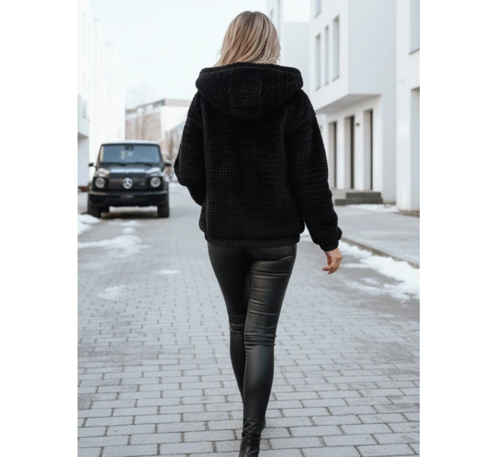Dámská kožešinová bunda s kapucí černá FashionStreet TY5271 Dámská kožešinová bunda s kapucí černá FashionStreet TY5271