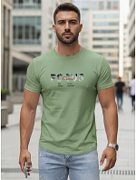 Pánské tričko s velkým nápisem, bavlněné, zelené, FashionStreet NX5137R