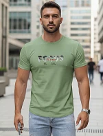 Pánské tričko s velkým nápisem, bavlněné, zelené, FashionStreet NX5137R