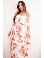Dámské viskózové šaty model 22148028 střihu s květinovým vzorem červená - K-Fashion Dámské viskózové šaty model 22148028 střihu s květinovým vzorem červená - K-Fashion