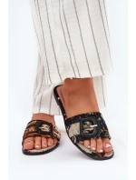 Ploché Dámské Pantofle S Přezkou Černé model 21696492 - Boto Ploché Dámské Pantofle S Přezkou Černé model 21696492 - Boto