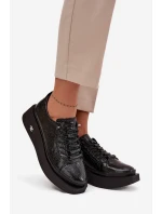 Kožené lakované dámské polobotky na platformě Artiker 57C2041 Černé