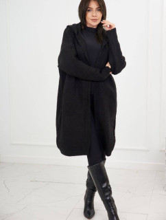 Kardiganový svetr s kapucí, černý