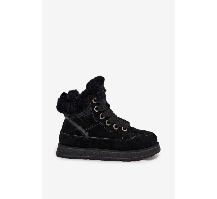 Dámské sněhule na platformě s kožešinkou Big Star – černé