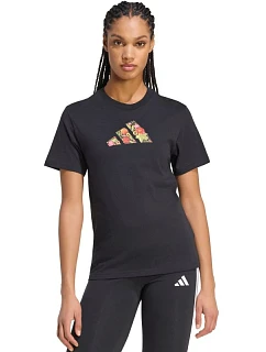 Dámské tričko adidas Floral Regular Graphic, černé, KT2766