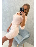 Šaty s knoflíkovým výstřihem pudrově růžové